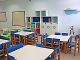 עיצוב כיתת פעוטות בשילובי צבע כחול ותכלת