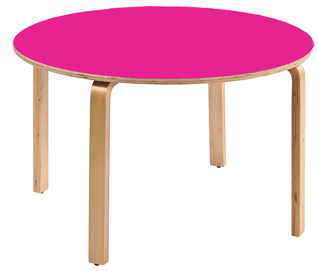 שולחן עגול רגל עץ קוטר 80 פורמייקה צבעונית