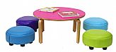 שולחן רגל עץ קוטר 60 פורמייקה צבעונית