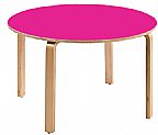שולחן עגול רגל עץ קוטר 80 פורמייקה צבעונית