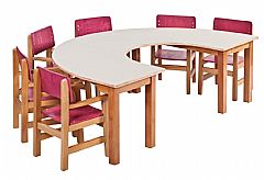 שולחן פרסה ל- 6 רגל עץ