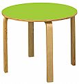שולחן עגול רגל עץ קוטר 60 פורמייקה צבעונית
